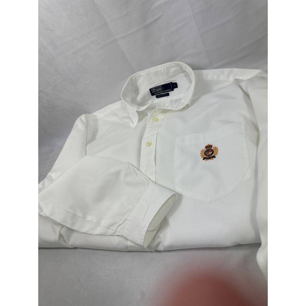 Polo by Ralph Lauren White Button-Down Shirt with Embroidered Crest